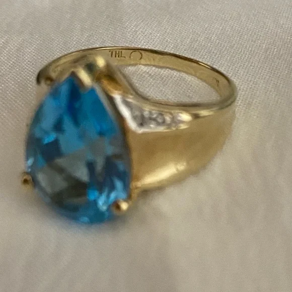 💍VNTG Samuel Aaron Blue Topaz Diamond Gold 10K THL-Size 7.25 Price is FIRM - Picture 11 of 17